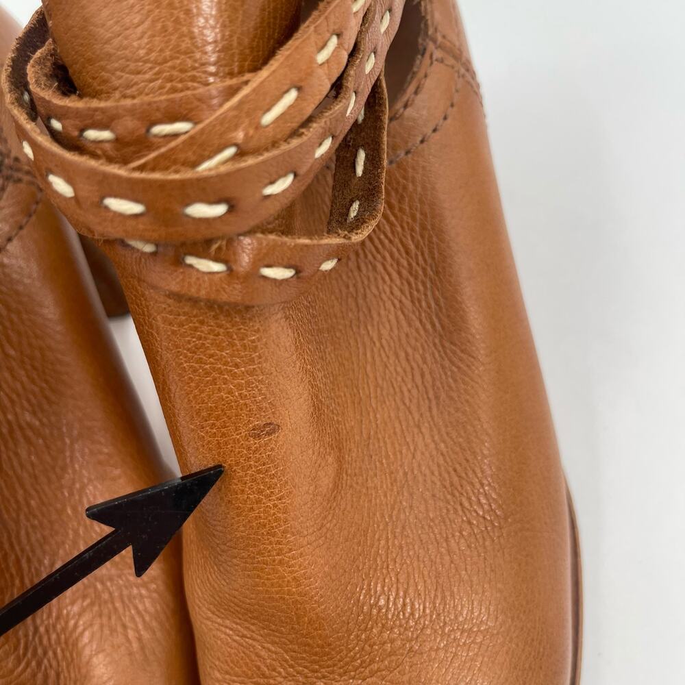 FRYE Boots Size 7.5 Naomi Pickstitch Brown Block Heeled Leather Bootie Zipper - Picture 3 of 16
